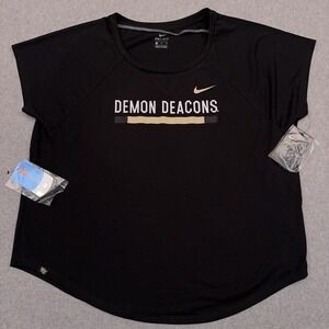 NEW Nike Dry Wake Forest Demon Deacons Short Sleeve Shirt Women's XL Black NCAA‎